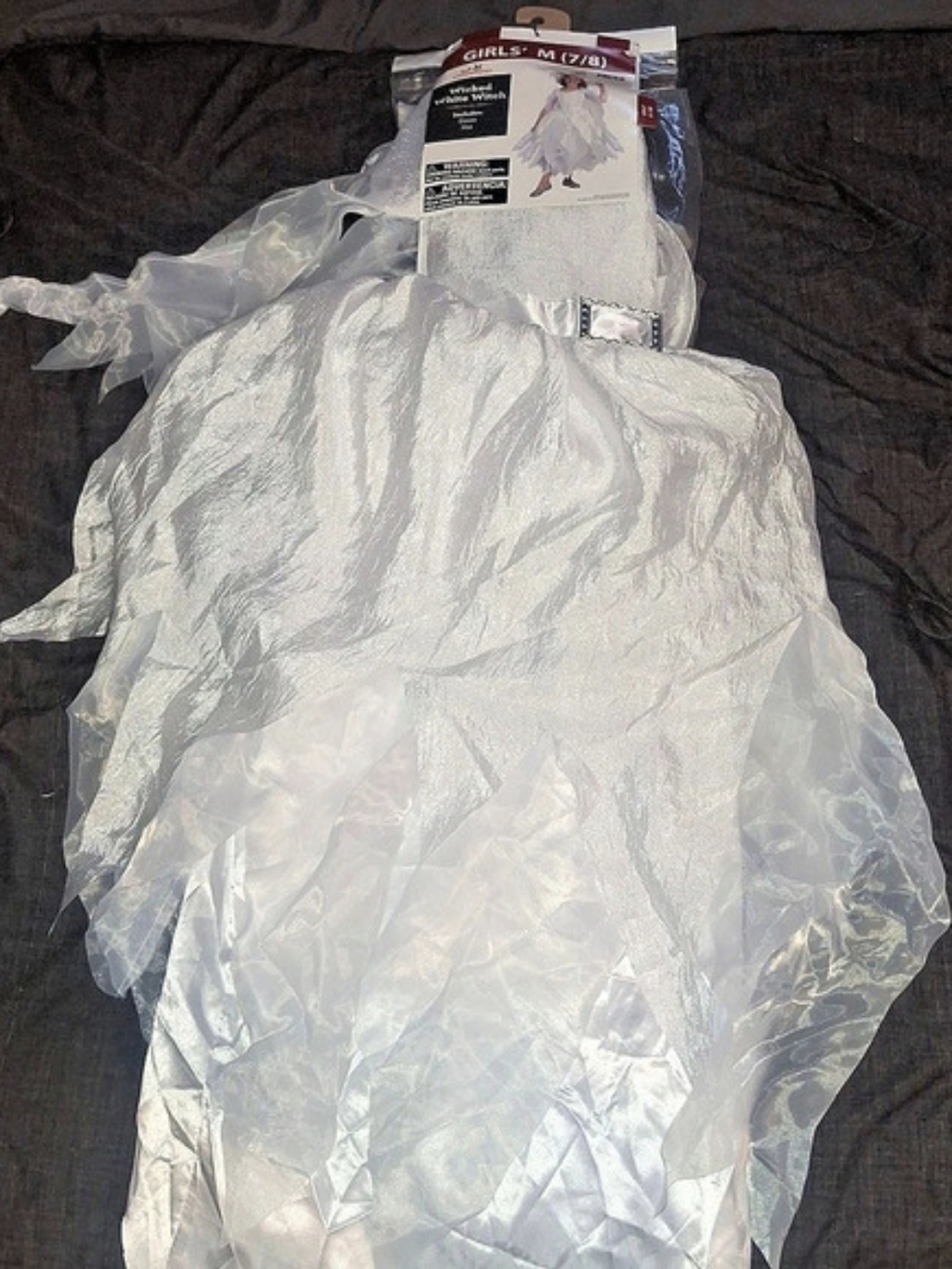 Celebrate Wicked White Witch Girls Medium Halloween Costume White NWT